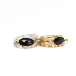 Oriental Trading Rings*A Blonde And Her Bag - Torrey Ring In Black Onyx / Size 7 / Gold Over Copper Tarnish Resistant