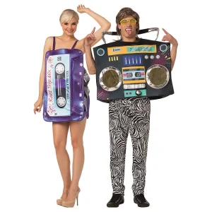 Adult Mix Tape And Boom Box Couple Costumes<Oriental Trading Fashion
