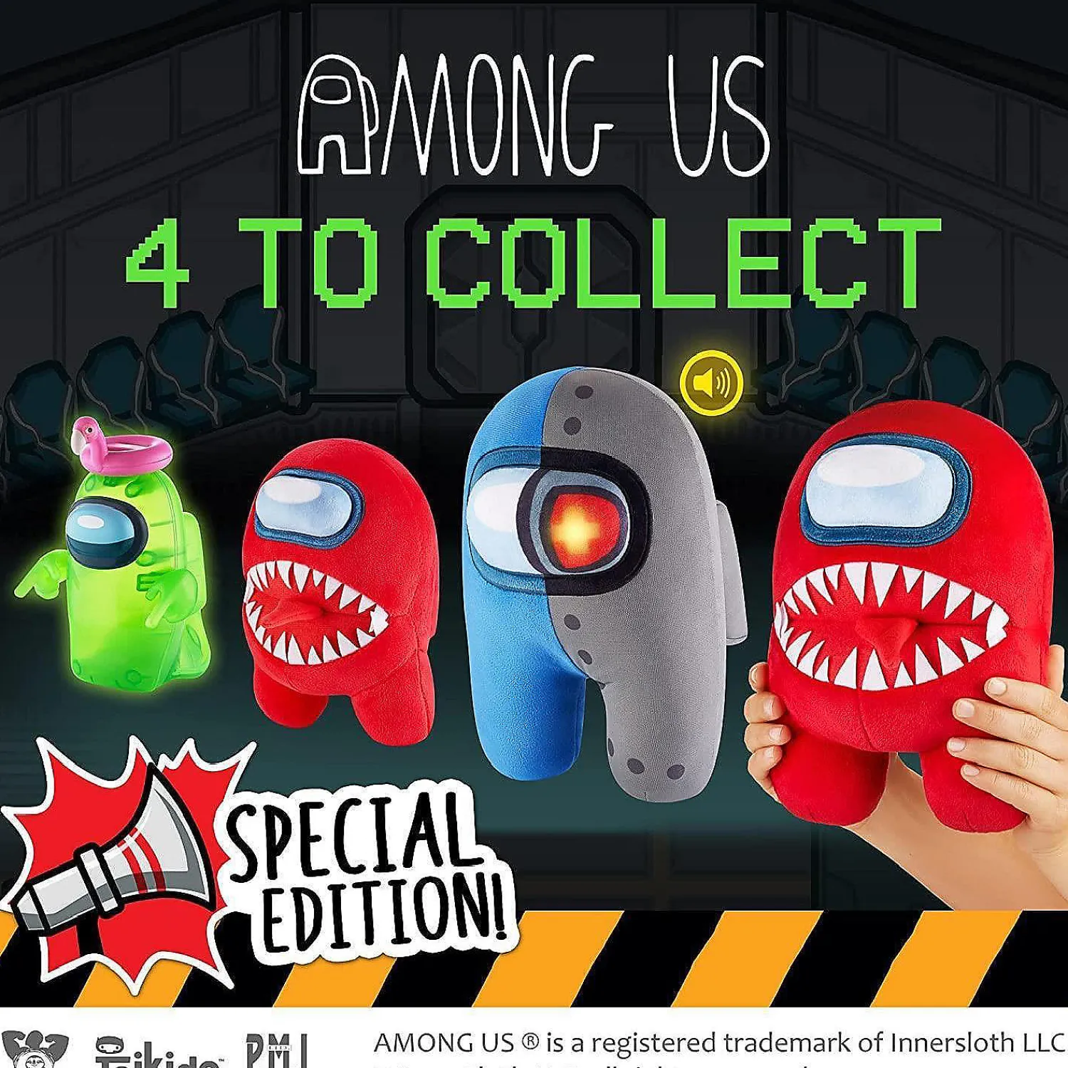 among_us_red_impostor_wit_2.webp Oriental Trading Character Toys*Among Us Red Impostor With Tongue Teeth Plush Huggable Plushie 10" Doll Figure Pmi International