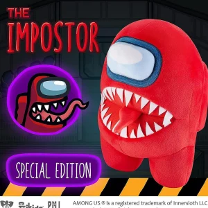Oriental Trading Character Toys*Among Us Red Impostor With Tongue Teeth Plush Huggable Plushie 10