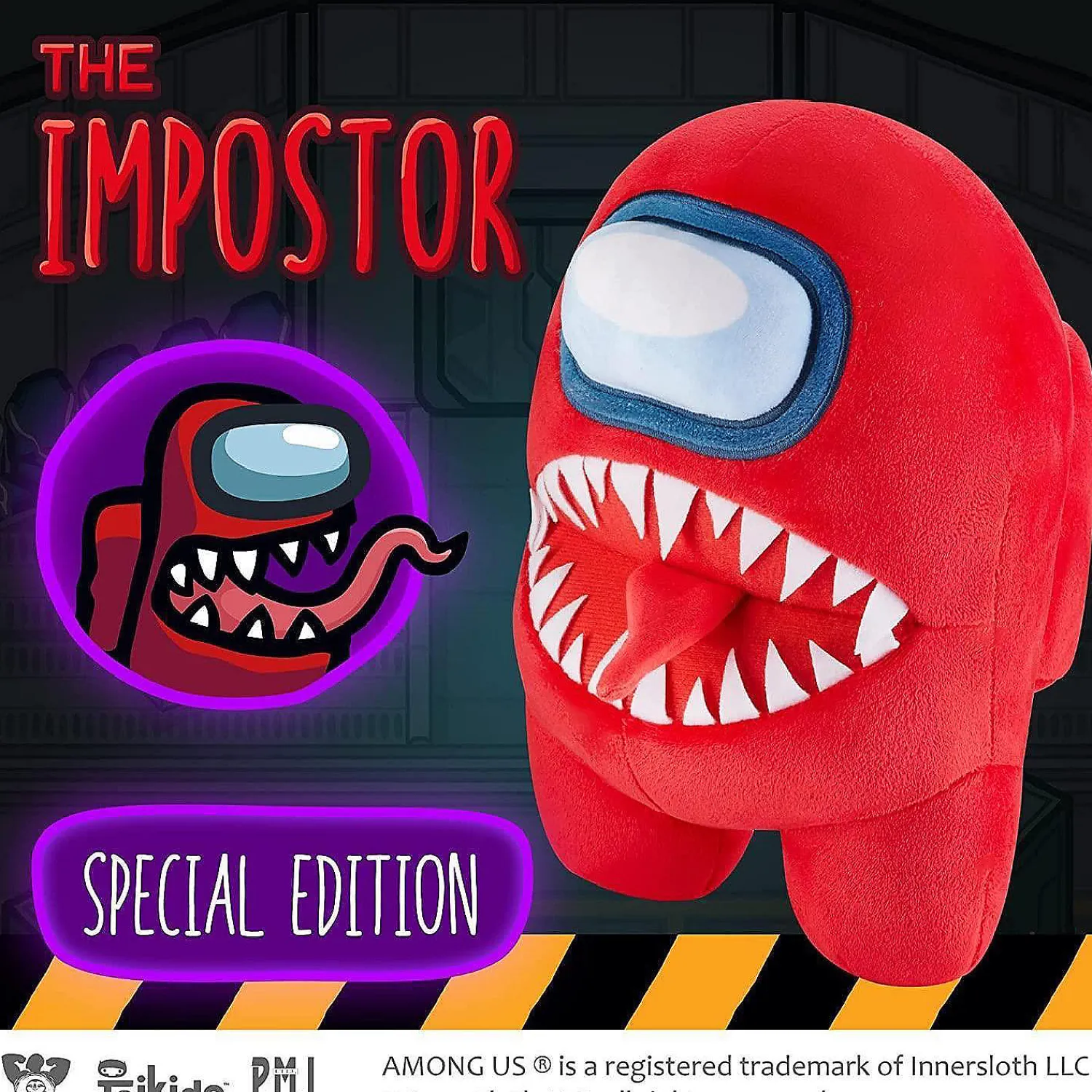 among_us_red_impostor_wit_3.webp Oriental Trading Character Toys*Among Us Red Impostor With Tongue Teeth Plush Huggable Plushie 10" Doll Figure Pmi International