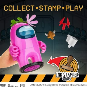 Oriental Trading Character Toys*Among Us Stamper Pink Crewmate Flower Hat 7