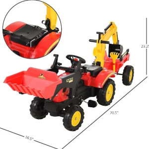 Aosom 3 In 1 Kids Ride On Bulldozer Excavator W/Cargo Trailer<Oriental Trading Flash Sale
