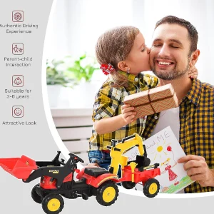 Aosom 3 In 1 Kids Ride On Bulldozer Excavator W/Cargo Trailer<Oriental Trading Flash Sale