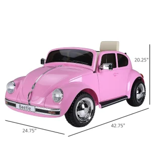 Aosom Licensed Volkswagen Beetle Electric Ride On Car 6V Battery Powered Remote Control 3-6Yrs Pink<Oriental Trading New