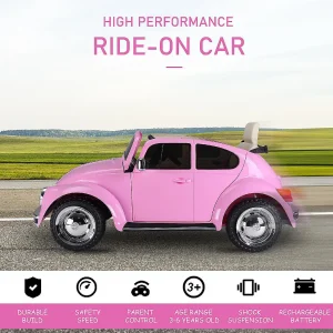 Aosom Licensed Volkswagen Beetle Electric Ride On Car 6V Battery Powered Remote Control 3-6Yrs Pink<Oriental Trading New