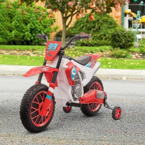 Aosom 12V Electric Motorcycle Dirt Bike Ride On W/ Training Wheels Red<Oriental Trading Store