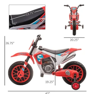Aosom 12V Electric Motorcycle Dirt Bike Ride On W/ Training Wheels Red<Oriental Trading Store