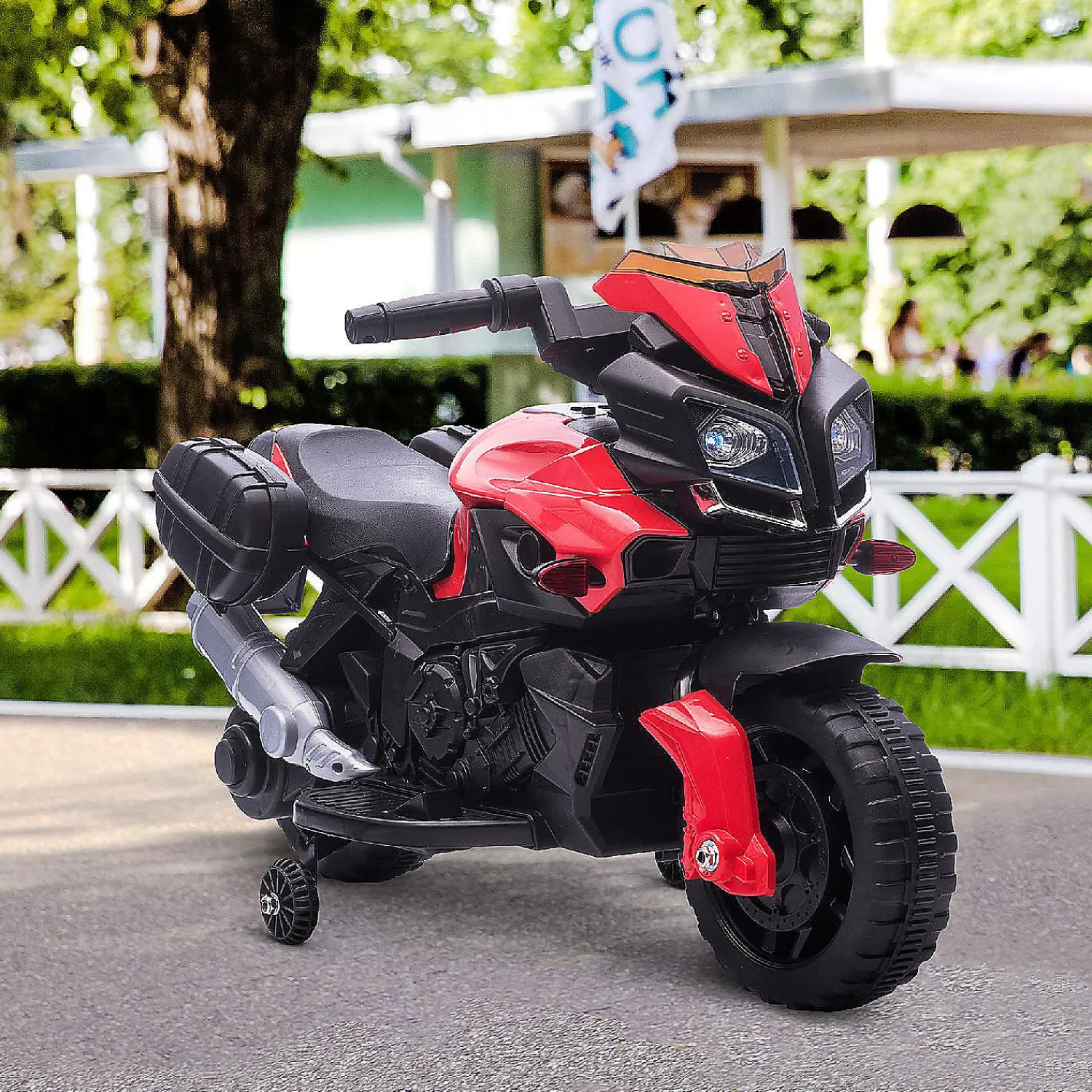 aosom_v_kids_motorcycle_d_1.webp Aosom 6V Kids Motorcycle Dirt Bike Electric Battery Powered Ride On Toy Off Road Street Bike With Rechargeable Battery Pedal Headlights And Training Wheels Red<Oriental Trading Discount