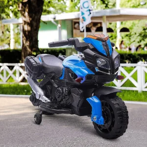Aosom 6V Kids Motorcycle Electric Ride On W/Training Wheels Blue<Oriental Trading Cheap
