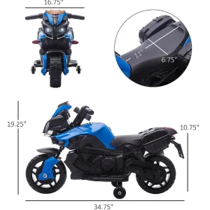 Aosom 6V Kids Motorcycle Electric Ride On W/Training Wheels Blue<Oriental Trading Cheap