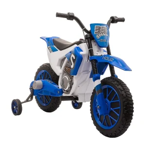 Aosom 12V Motorcycle Dirt Bike Electric Ride On W/ Training Wheels Blue<Oriental Trading Clearance