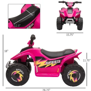 Aosom 6V Ride On Atv 4 Wheeler Electric Quad Vehicle W/Forward/ Reverse Switch 3-5Yrs Pink<Oriental Trading Best