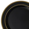10.25" Black With Gold Edge Rim Plastic Dinner Plates (50 Plates)<Oriental Trading Best Sale
