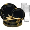 Black With Gold Marble Disposable Plastic Dinnerware Value Set (20 Settings)<Oriental Trading Sale