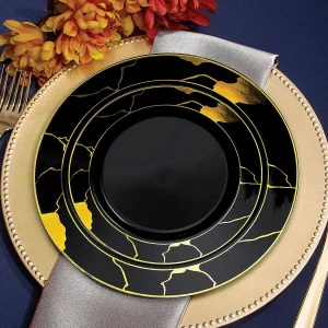 Black With Gold Marble Disposable Plastic Dinnerware Value Set (20 Settings)<Oriental Trading Sale
