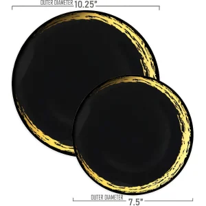 Black With Gold Moonlight Round Disposable Plastic Dinnerware Value Set (20 Settings)<Oriental Trading Shop