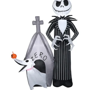 60" Blow Up Inflatable Nightmare Before Christmas Jack Skellington & Zero With House Outdoor Halloween Yard Decoration<Oriental Trading Cheap