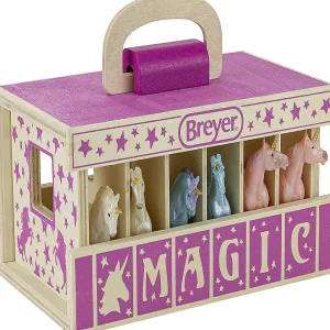 Oriental Trading Play Sets*Breyer Unicorn Magic Wooden Carry Stable Playset W/ 6 Unicorns