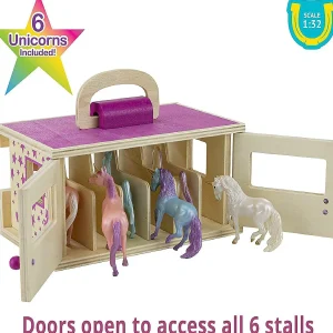 Oriental Trading Play Sets*Breyer Unicorn Magic Wooden Carry Stable Playset W/ 6 Unicorns