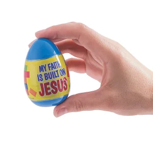 3" Built On Jesus Color Brick-Filled Plastic Easter Eggs - 12 Pc.<Oriental Trading Sale