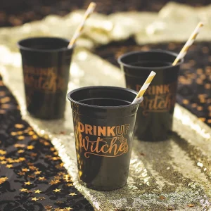 Bulk 50 Ct. Halloween Drink Up Witches Black Plastic Cups<Oriental Trading Outlet