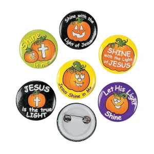 Bulk 48 Pc. Christian Pumpkin Glow-In-The-Dark Mini Buttons<Oriental Trading New
