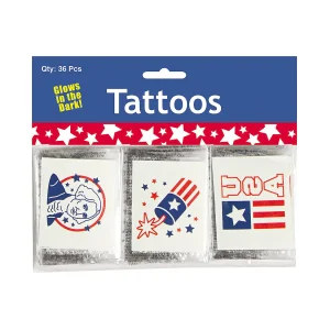 Oriental Trading Temporary Tattoos*Bulk 72 Pc. Glow-In-The-Dark Patriotic Temporary Tattoos