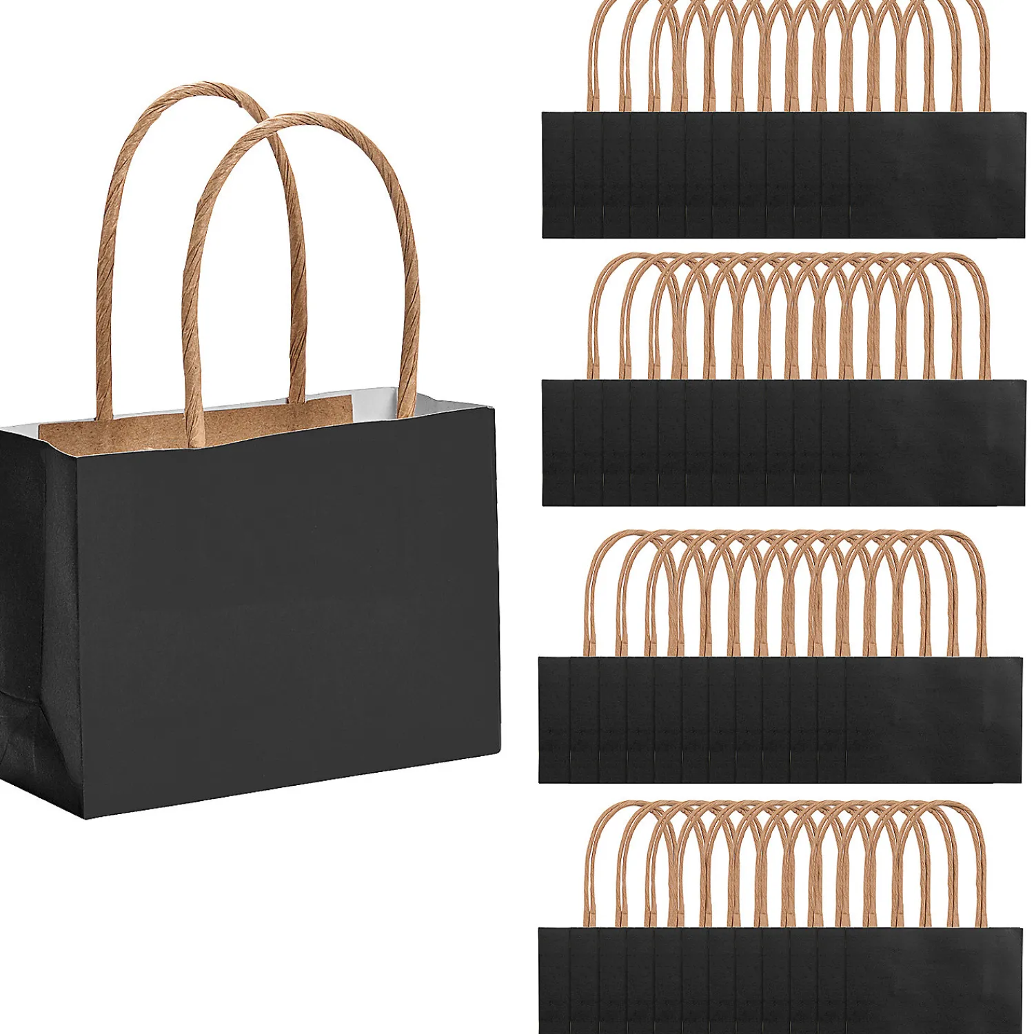 bulk__pc_mini_black_kraft_0.webp Bulk 48 Pc. Mini Black Kraft Paper Gift Bags<Oriental Trading Shop