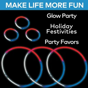Oriental Trading Glow Assortments*Bulk 100 Pc. Patriotic Glow Necklace & Bracelet Assortment