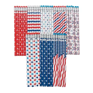 Oriental Trading Pencils*Bulk 72 Pc. Patriotic Patterns Pencil Assortment