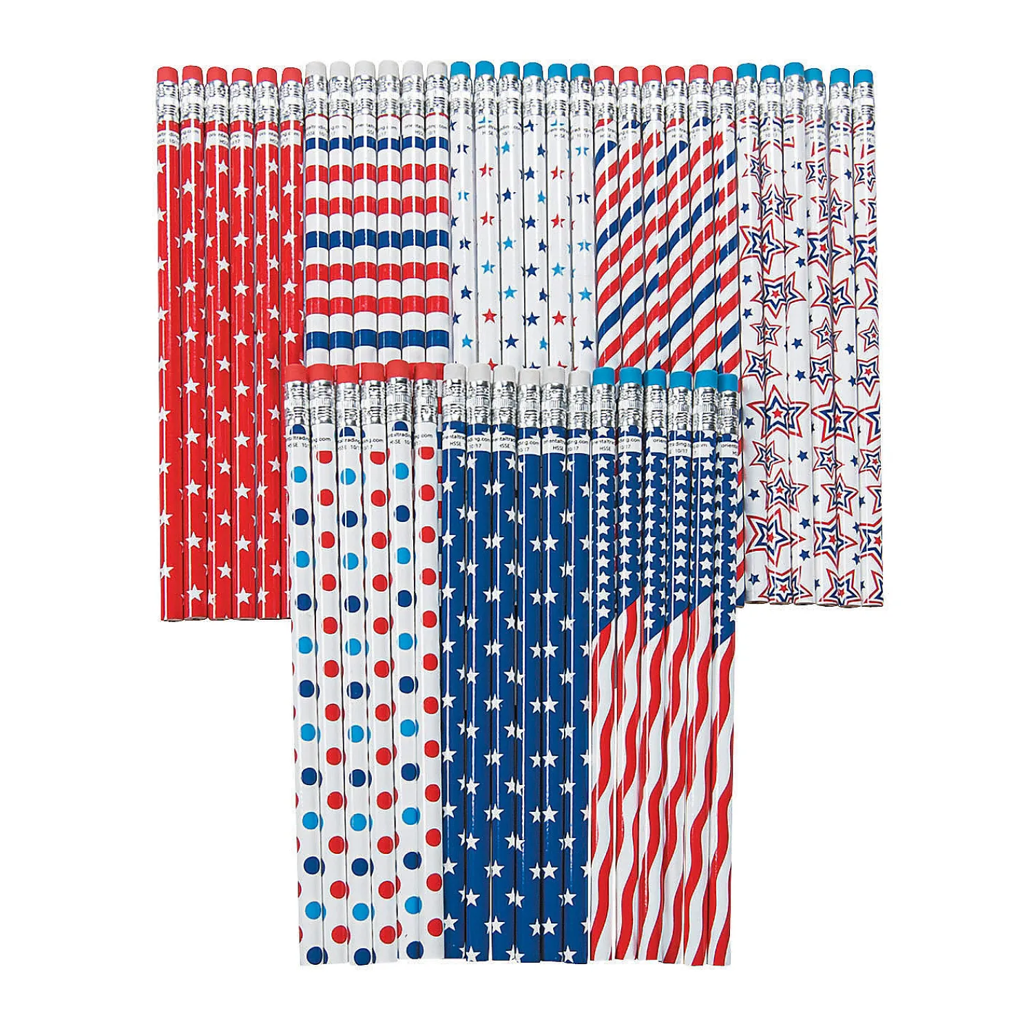 bulk__pc_patriotic_patter_0.webp Oriental Trading Pencils*Bulk 72 Pc. Patriotic Patterns Pencil Assortment