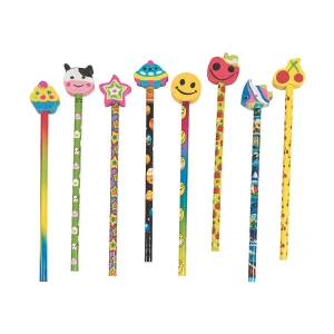 Oriental Trading Pencils*Bulk 72 Pc. Pencils With Assorted Pencil Top Erasers