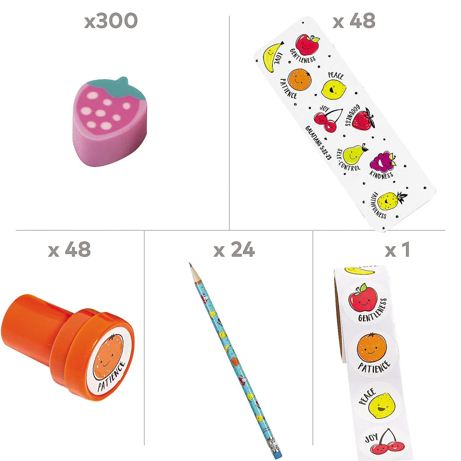 bulk_fruit_of_the_spirit__1-2.webp Bulk Fruit Of The Spirit Handout Assortment Kit For 48<Oriental Trading Flash Sale