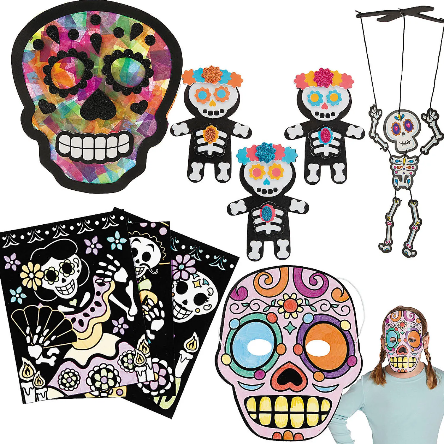 bulk_makes__day_of_the_de_0.webp Bulk Makes 60 Day Of The Dead Craft Kit Assortment<Oriental Trading Outlet