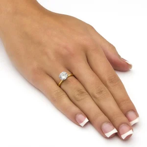 Oriental Trading Rings*2.00 Carat Cz Solitaire Ring Gold-Plated