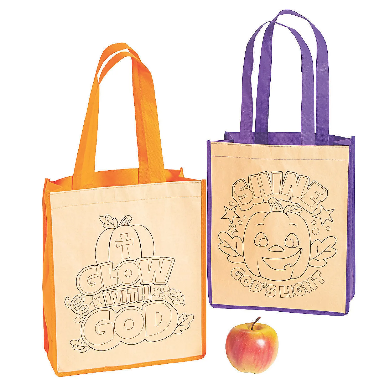 color_your_own_medium_chr_0.webp Color Your Own Medium Christian Pumpkin Halloween Nonwoven Tote Bags - 12 Pc.<Oriental Trading Outlet