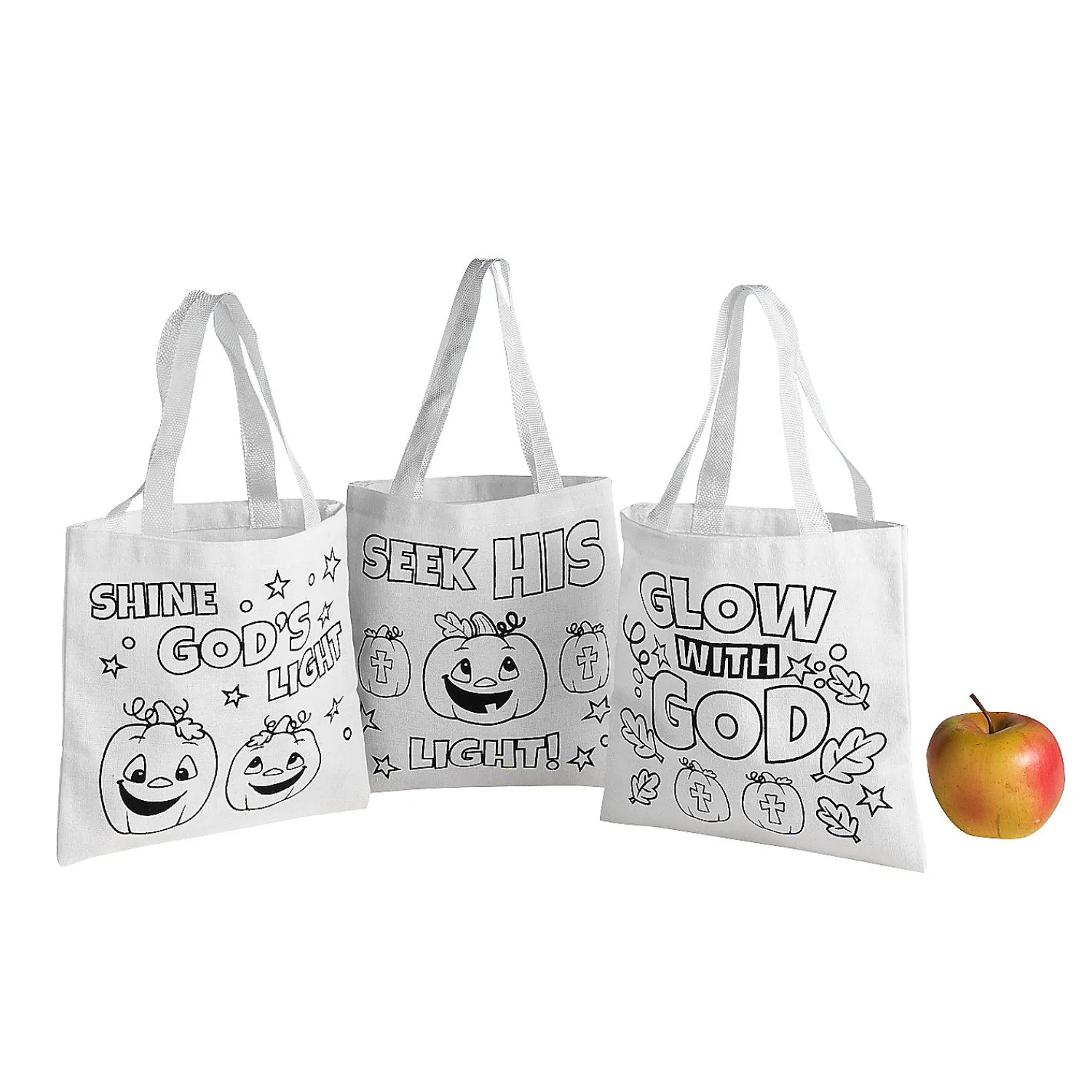 color_your_own_mini_chris_0.webp Color Your Own Mini Christian Pumpkin Canvas Tote Bags - 12 Pc.<Oriental Trading Best Sale