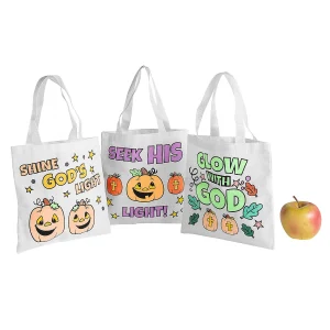Color Your Own Mini Christian Pumpkin Canvas Tote Bags - 12 Pc.<Oriental Trading Best Sale