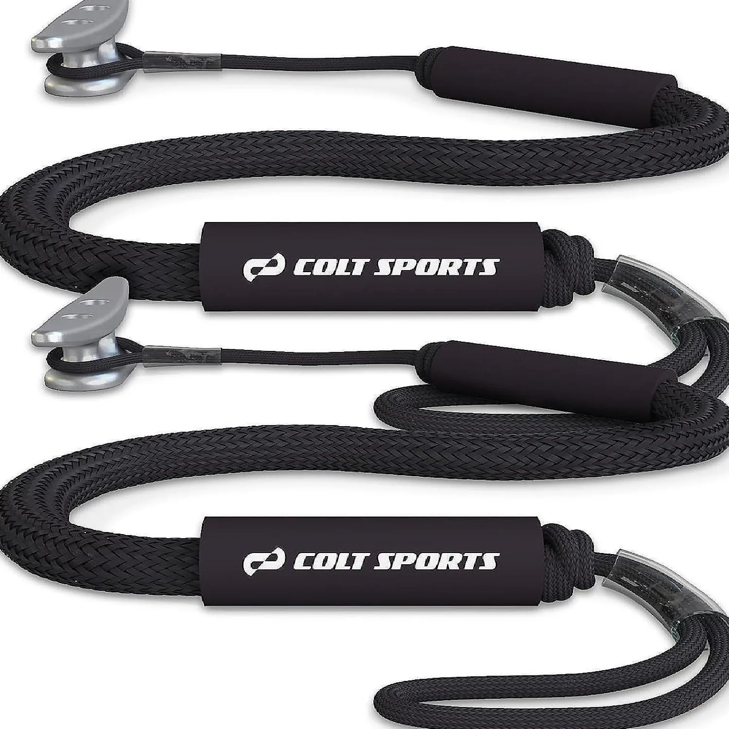 colt_sports__pack_bungee__0-1.webp Colt Sports 2 Pack Bungee Dock Lines Mooring Rope For Boats - Black 5 Feet - Marine Rope, Elastic Boat, Jet Ski, And Dock Line With Secure Stainless Steel Hooks<Oriental Trading Sale