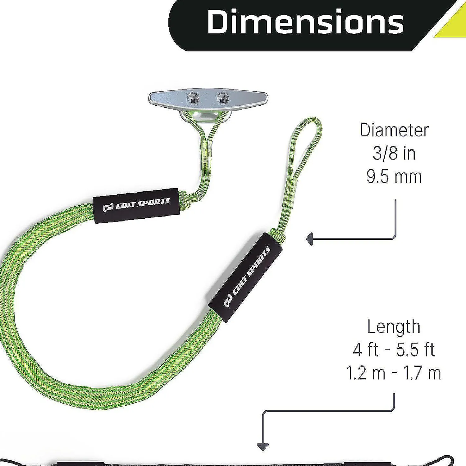 colt_sports__pack_bungee__1-3.webp Colt Sports 2 Pack Bungee Dock Lines Mooring Rope For Boats - Green & Yellow 5 Feet - Marine Rope, Elastic Boat, Jet Ski, With Secure Stainless Steel Hooks<Oriental Trading Online