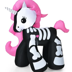 Costway 5.5 Ft Halloween Inflatable Skeleton Unicorn Blow Up Yard Decoration<Oriental Trading Discount