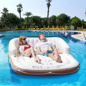 Costway Floating Island Inflatable Swimming Pool Float Lounge Raft With Canopy Spf50+ Retractable Detachable Sunshade With Two Cup Holders<Oriental Trading Cheap