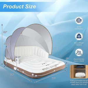 Costway Floating Island Inflatable Swimming Pool Float Lounge Raft With Canopy Spf50+ Retractable Detachable Sunshade With Two Cup Holders<Oriental Trading Cheap