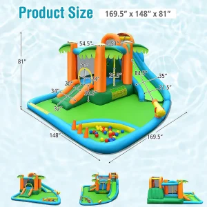 Costway Inflatable Water Slide Park Kid Bounce House W/ Upgraded Handrail & 780W Blower<Oriental Trading Flash Sale