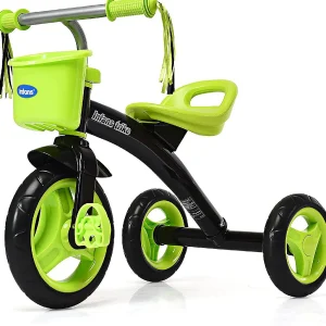 Costway Kids Tricycle Rider With Adjustable Seat Storage Basket Premium Quiet Wheels Non-Slip Handle Green<Oriental Trading Best Sale