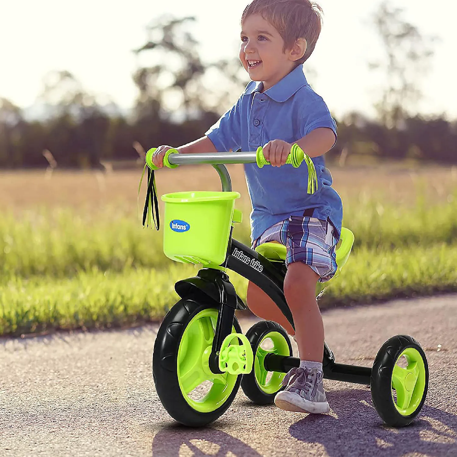 costway_kids_tricycle_rid_1.webp Costway Kids Tricycle Rider With Adjustable Seat Storage Basket Premium Quiet Wheels Non-Slip Handle Green<Oriental Trading Best Sale