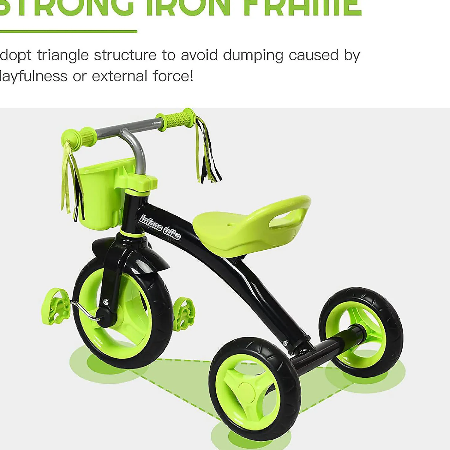 costway_kids_tricycle_rid_2.webp Costway Kids Tricycle Rider With Adjustable Seat Storage Basket Premium Quiet Wheels Non-Slip Handle Green<Oriental Trading Best Sale