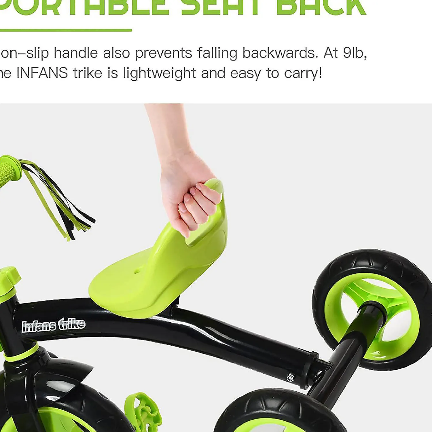 costway_kids_tricycle_rid_3.webp Costway Kids Tricycle Rider With Adjustable Seat Storage Basket Premium Quiet Wheels Non-Slip Handle Green<Oriental Trading Best Sale