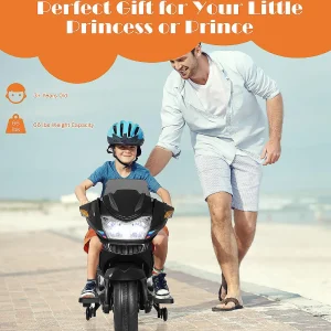 Costway 12V Kids Ride On Motorcycle Electric Motor Bike W/ Training Wheels & Light Black<Oriental Trading Fashion